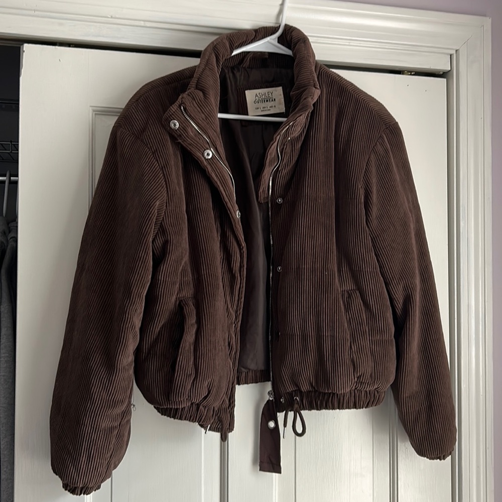 Brown corduroy bomber jacket